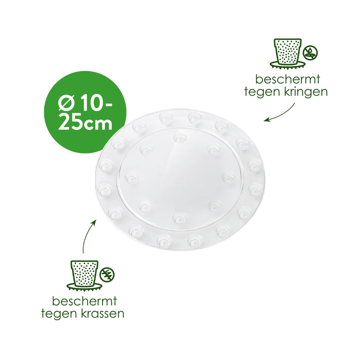 Elho Floorprotector Rond Transparant 18 x 2 cm
