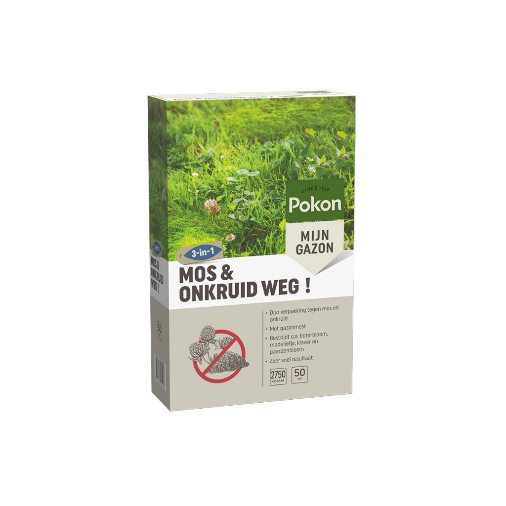 Pokon Mos en Onkruid Weg! 3-in-1 voor 50m²