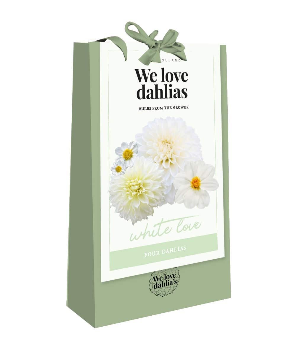Tas 'We Love Dahlias' White Love