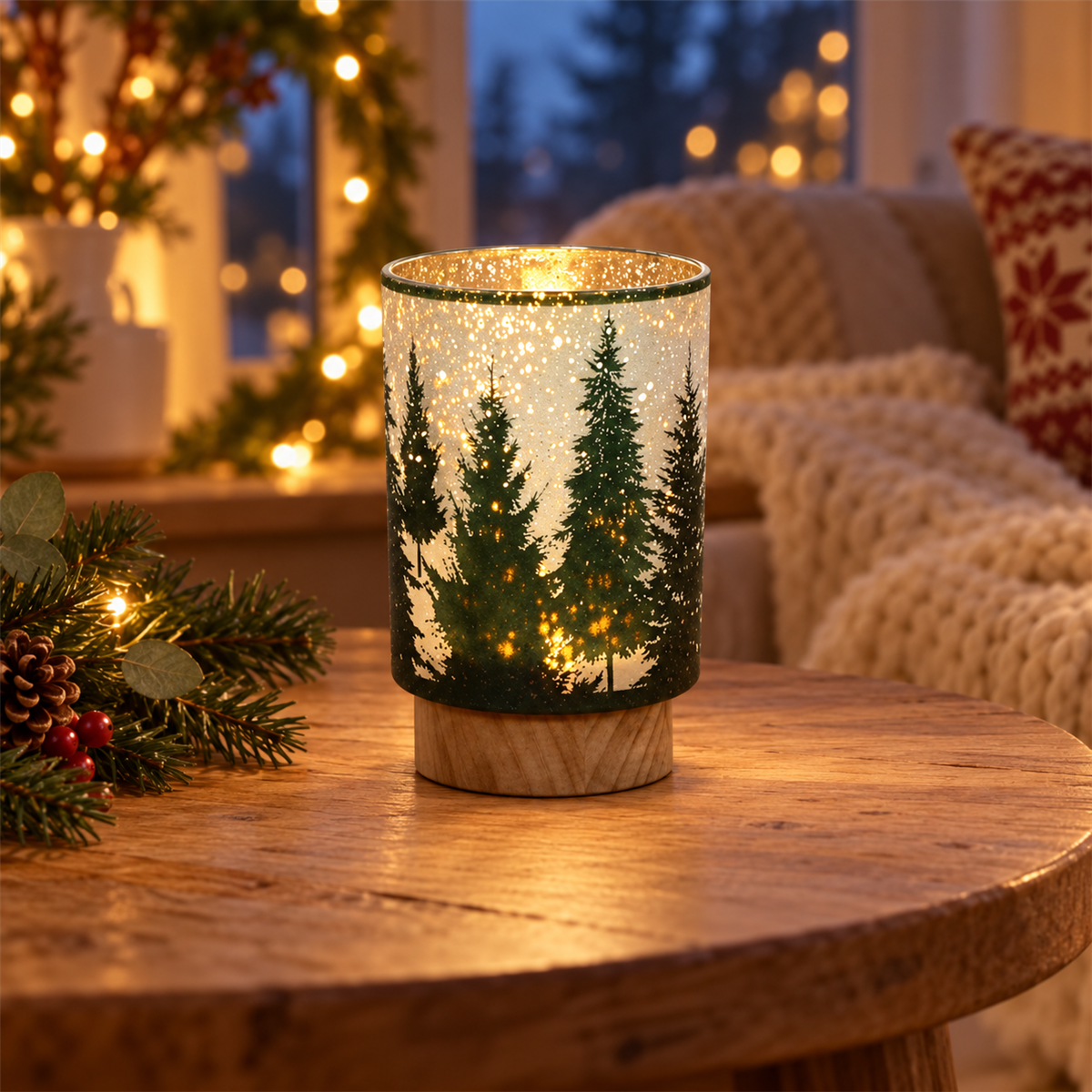 Svenska Living Verlicht Kerstfiguur Lamp Kerstboom Groen Ø10 x 15 cm