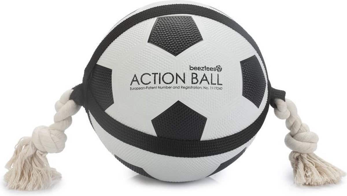Beeztees Action voetbal met touw 22 cm