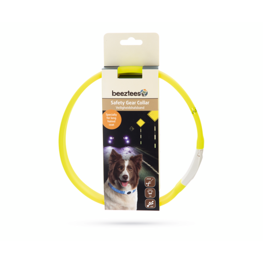 Beeztees Glowy hondenhalsband geel 65 x 2.5 cm