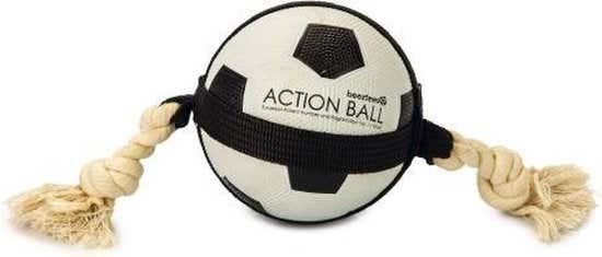 Beeztees Action voetbal met touw 12,5 cm