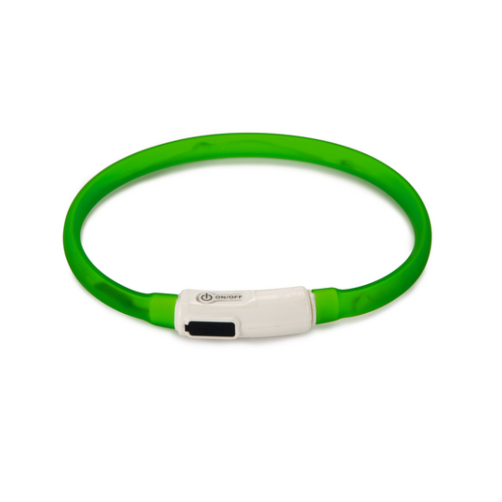 Beeztees Dogini veiligheidsband LED groen 35 cm