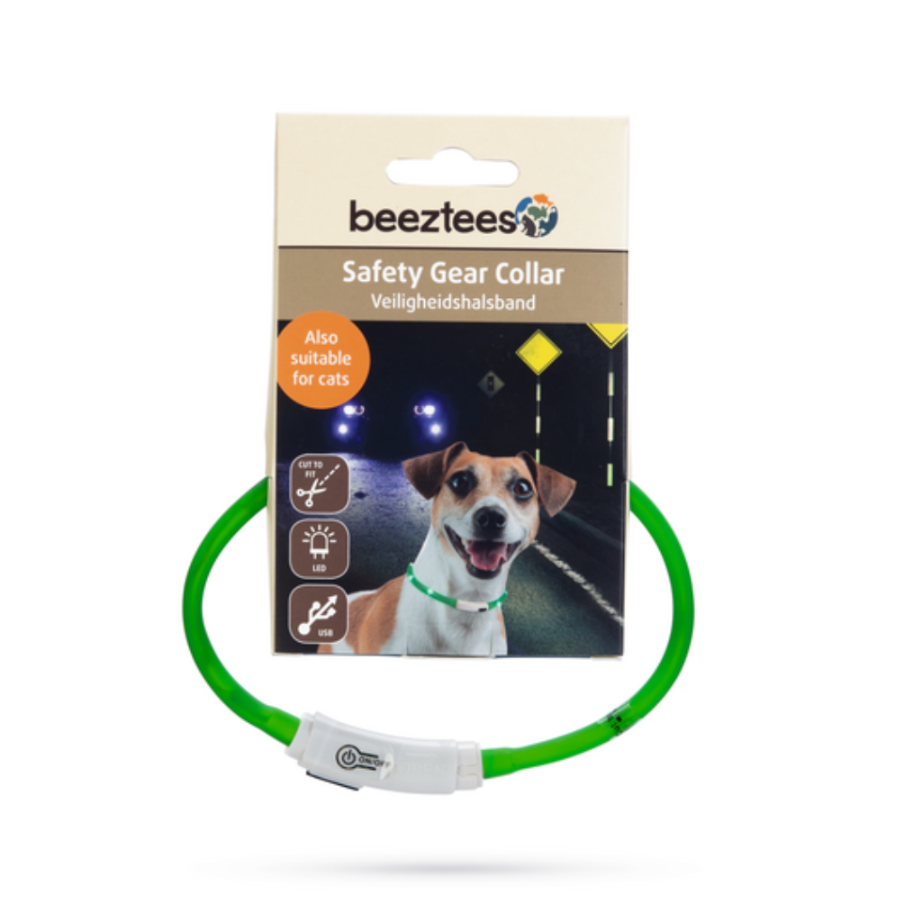 Beeztees Dogini veiligheidsband LED groen 35 cm