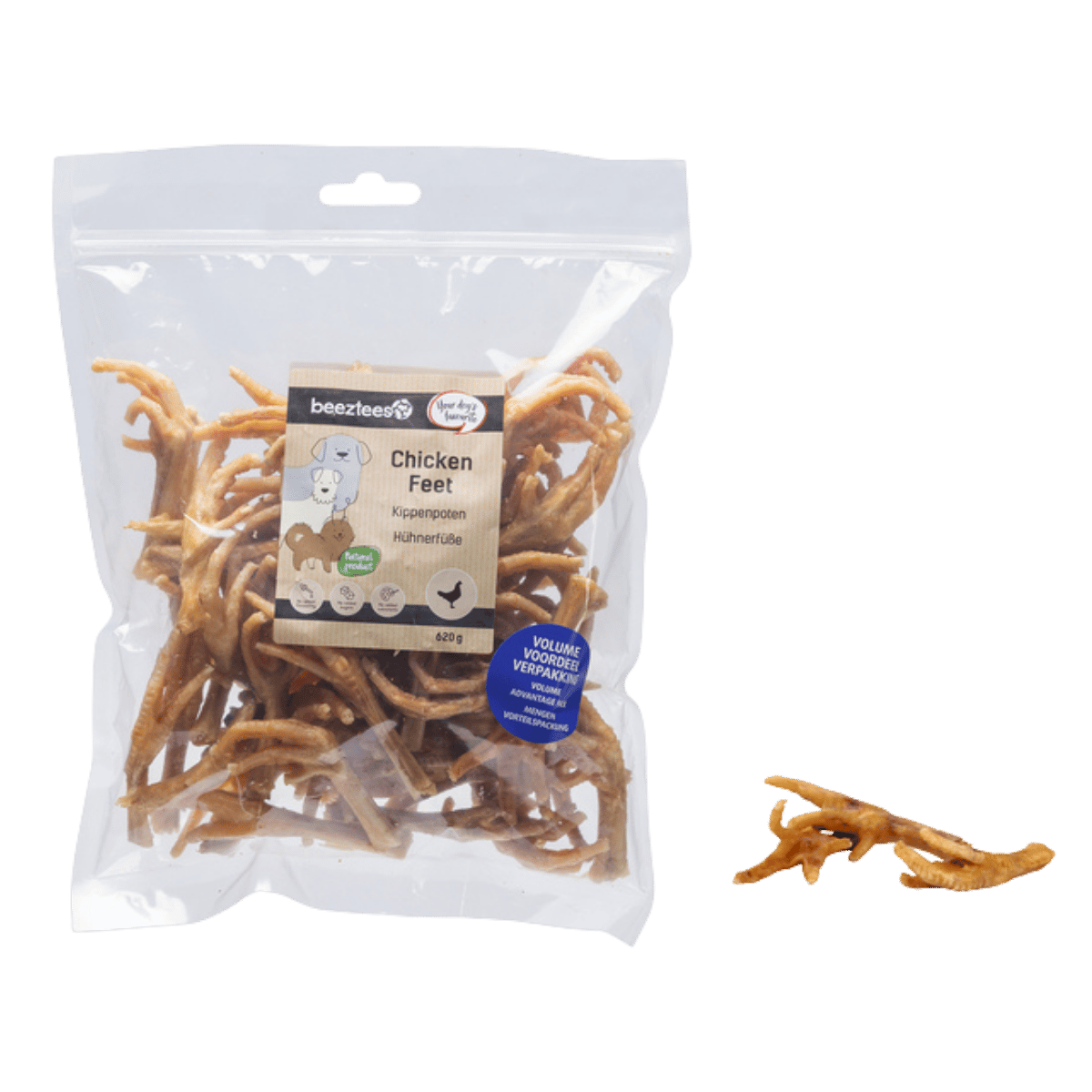 Beeztees Hondensnack Kippenpoten Voordeel 620 gram