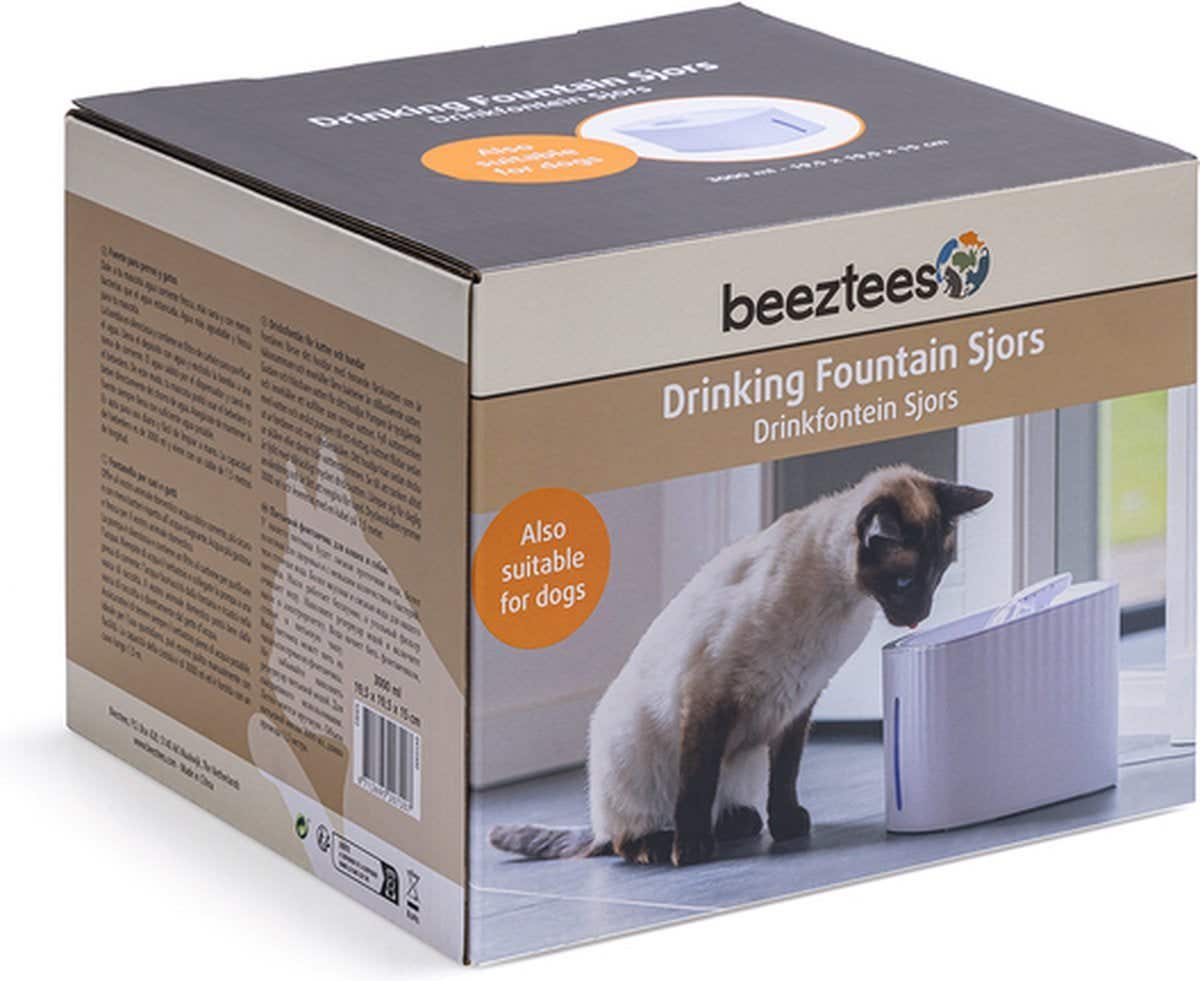 Beeztees Drinkfontein Kat Sjors Wit 3L 19.5 x 19.5 x 15 cm