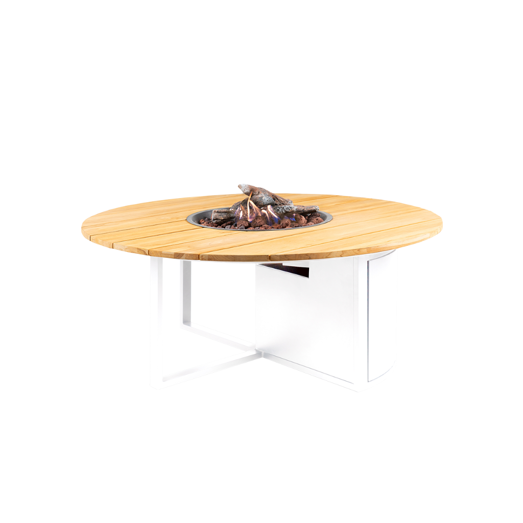 Cosiloft 120 round white frame - teak top