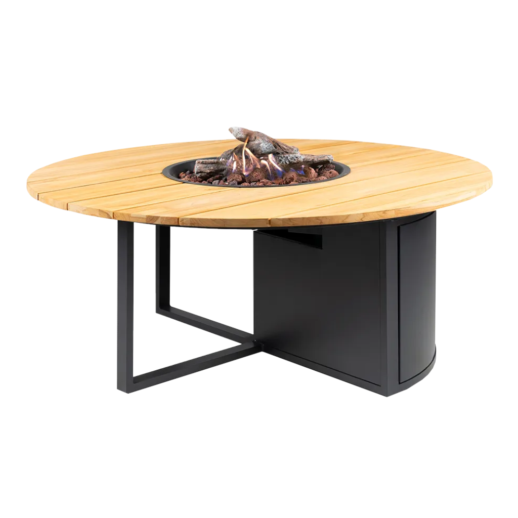 Cosiloft 120 round black frame - teak top