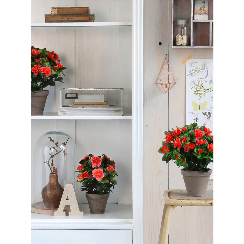 Mica Decorations kunstplant Azalea rood in pot 20 x 27 cm