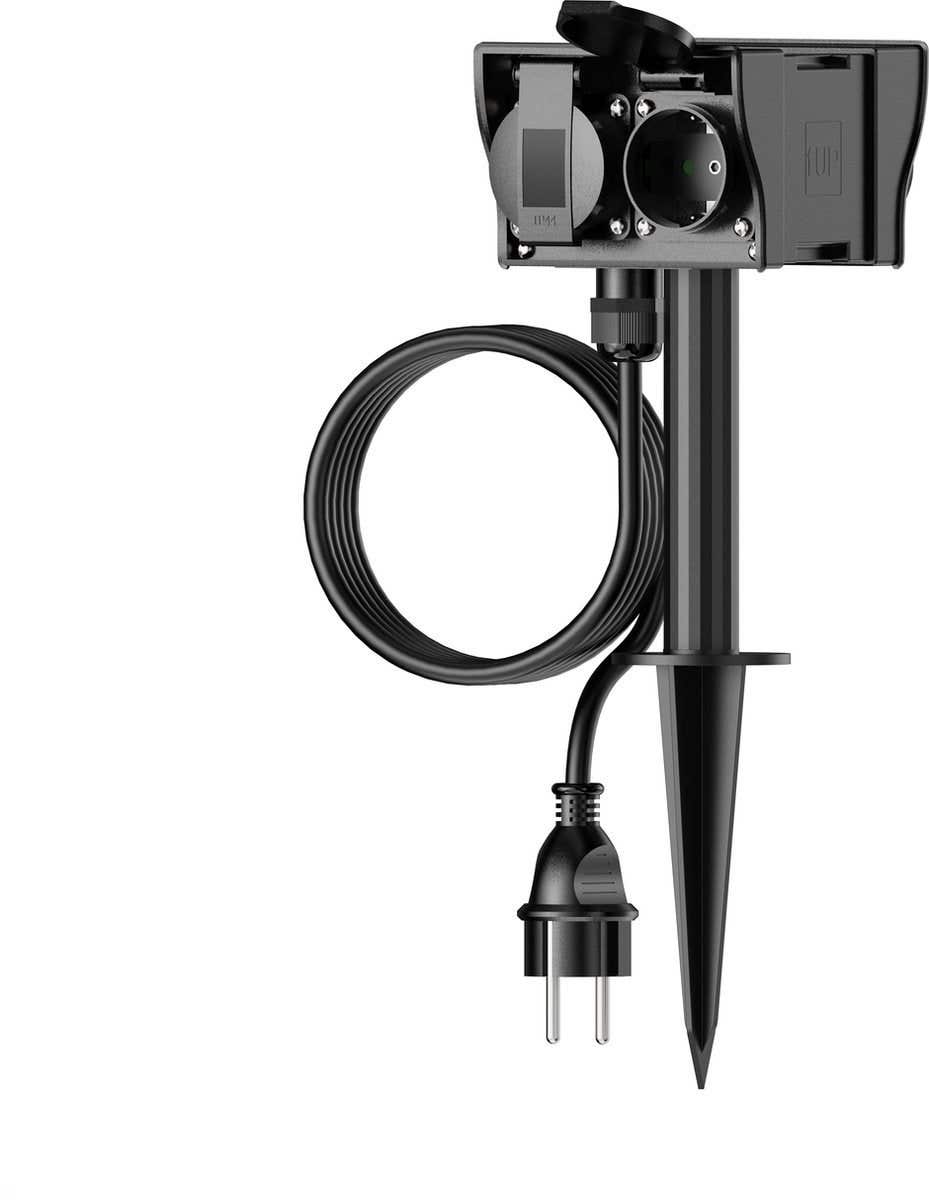 Calex Tuincontactdoos 4-voudig met grondpen 1,4 m