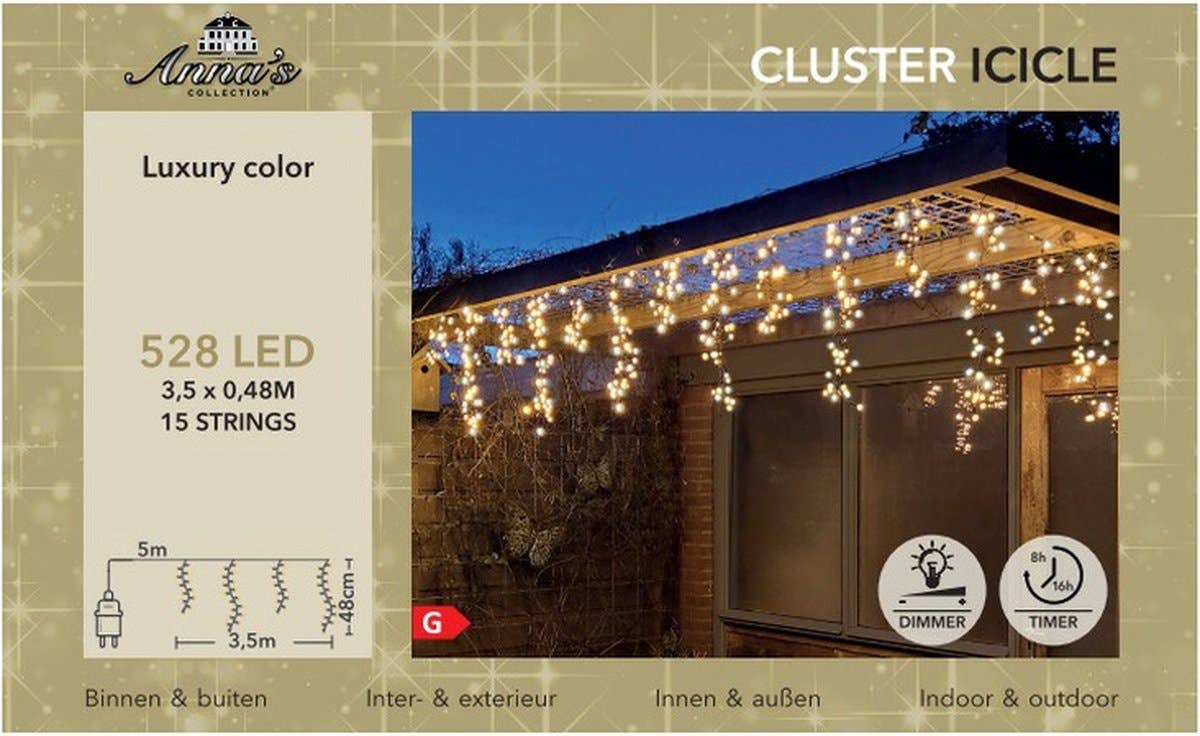 Anna's Collection IJspegelverlichting Cluster Luxury Color 528 Lampjes 3.5 m