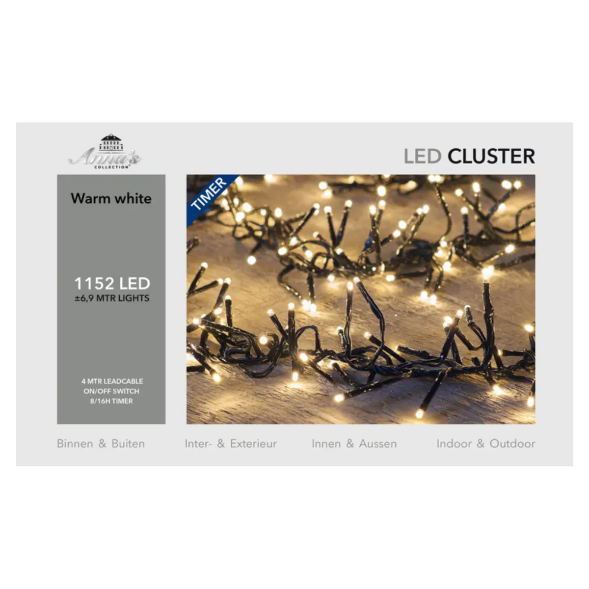 Clusterverlichting 6.9 meter met 1152 Lampjes (Warm Wit)
