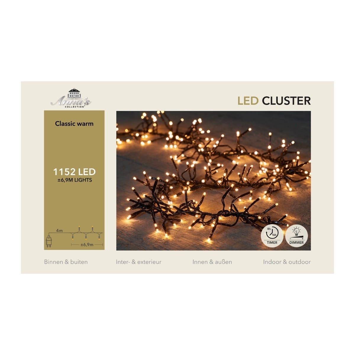 Anna's Collection Clusterverlichting Klassiek Warm 1152 Lampjes 6.9 m