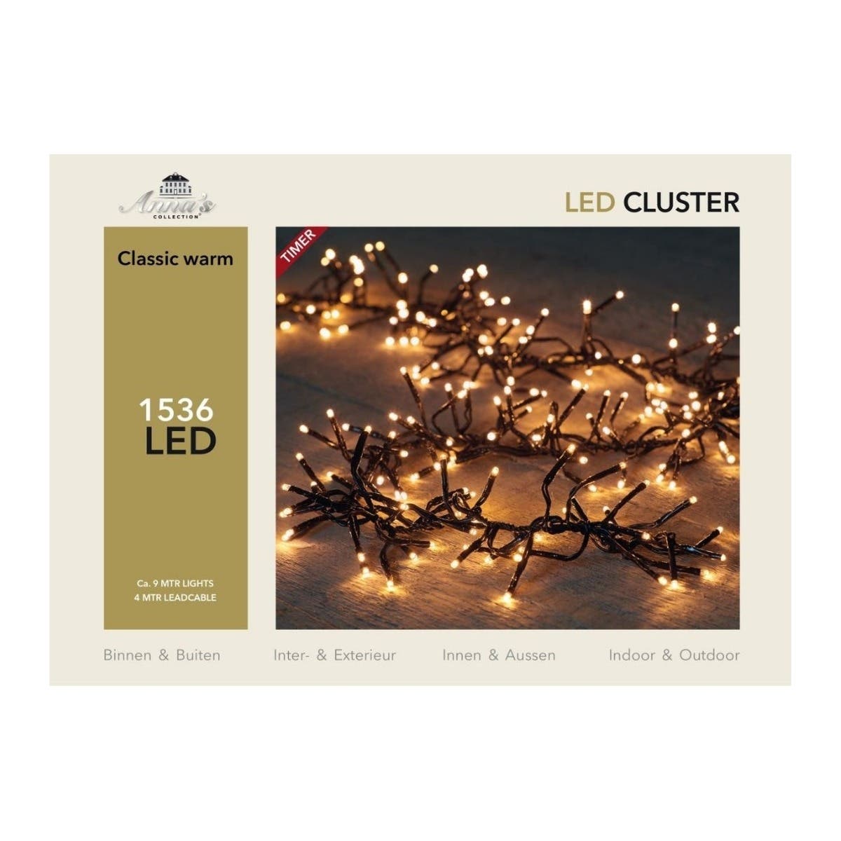 Anna's Collection Clusterverlichting Klassiek Warm 1536 Lampjes 9 m