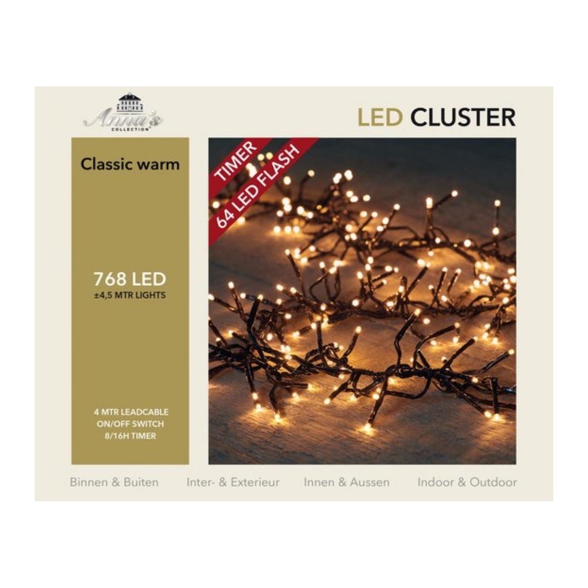 Anna's Collection Clusterverlichting Flash Klassiek Warm 768 Lampjes 4.5 m