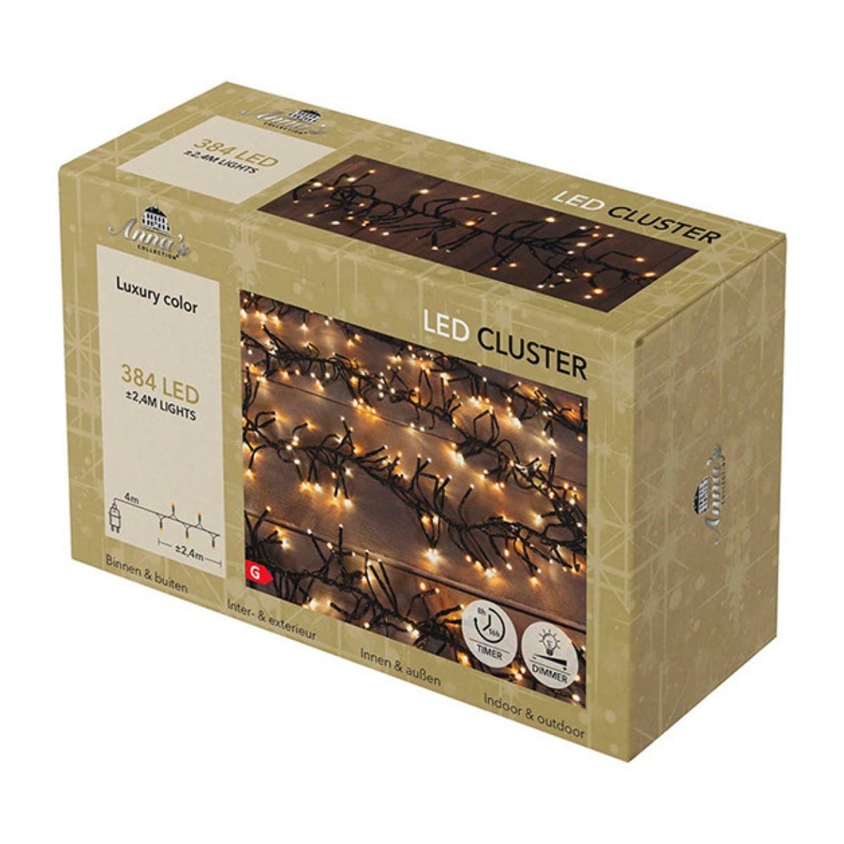 Anna's Collection Clusterverlichting Flash Klassiek Warm 384 Lampjes 2.4 m