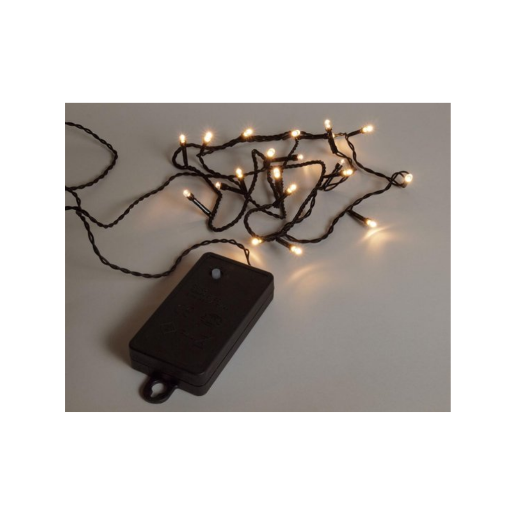 Batterijverlichting LED Classic Wit 1.5m 20 lichtjes 50 cm aanloopsnoer en timer