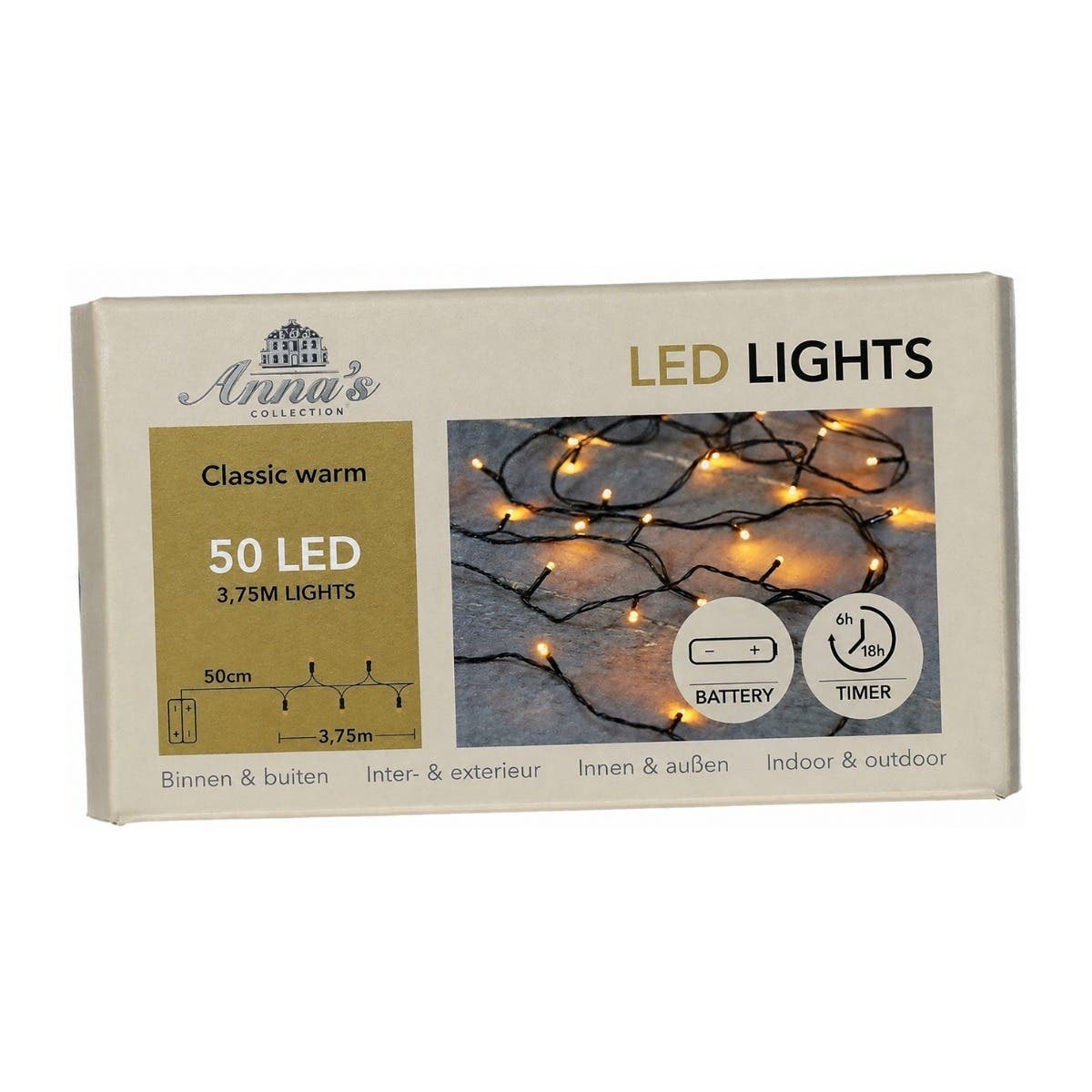 Anna's Collection Micro LED-verlichting Batterij Klassiek Warm 50 Lampjes 3.75 m