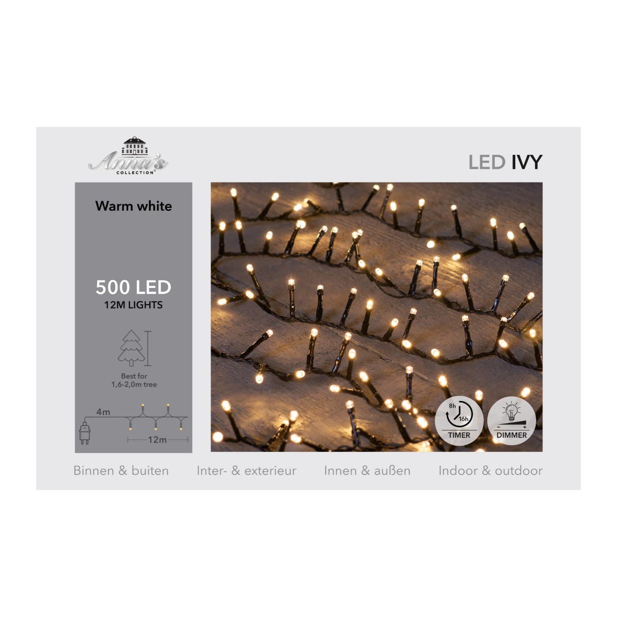 Anna's Collection Micro LED-verlichting Ivy Warm Wit 500 Lampjes 12 m