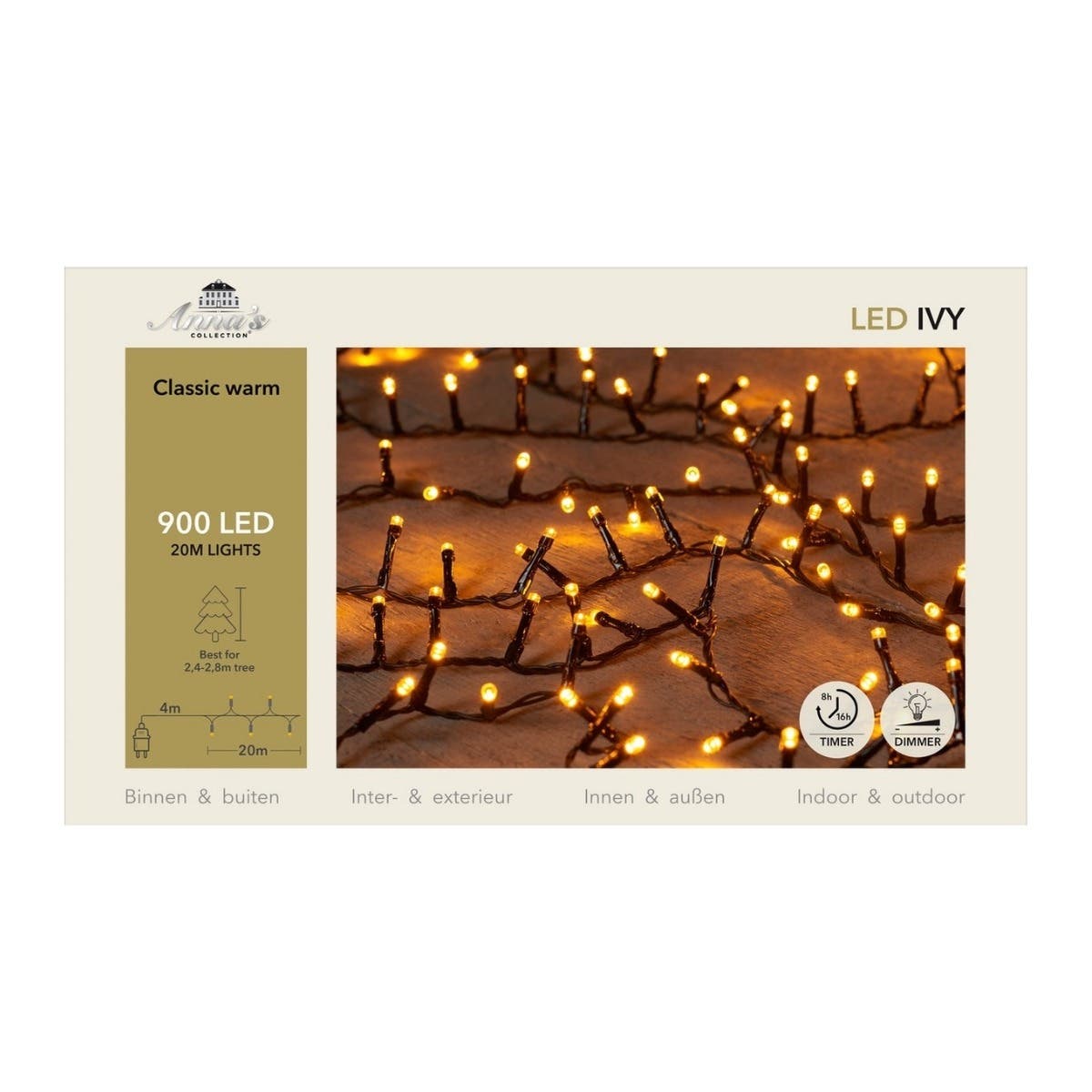 Anna's Collection Micro LED-verlichting Ivy Klassiek Warm 900 Lampjes 20 m