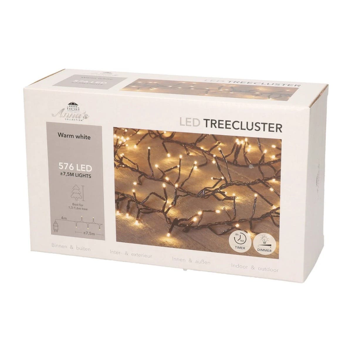 Anna's Collection Clusterverlichting Treecluster Warm Wit 576 Lampjes 7.5 m