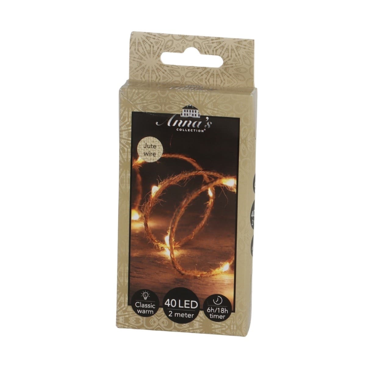 Anna's Collection Draadverlichting Jute Extra Warm 40 Lampjes 2 m
