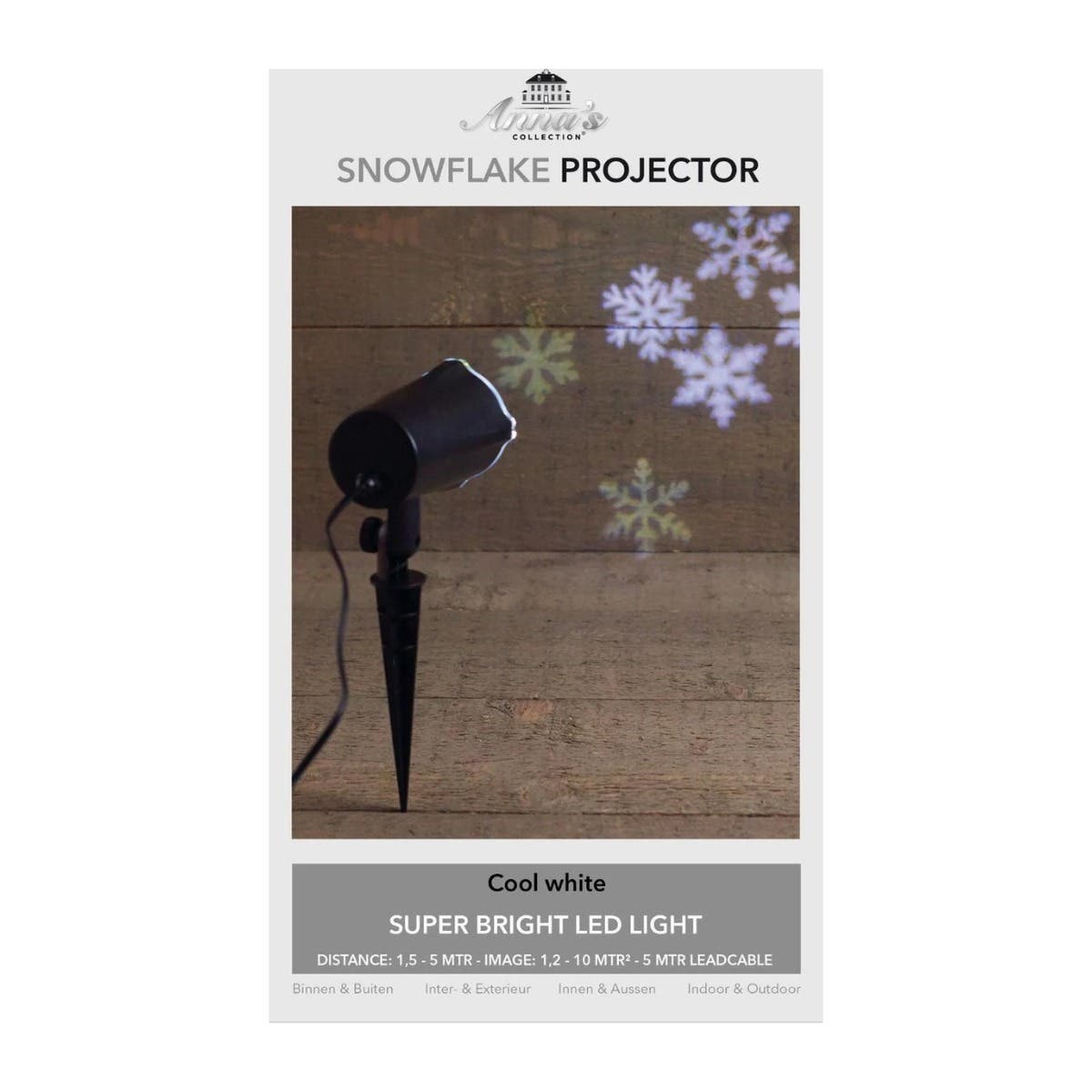 Anna's Collection Verlicht Kerstfiguur Projector Sneeuwvlok Koud Wit 5 m