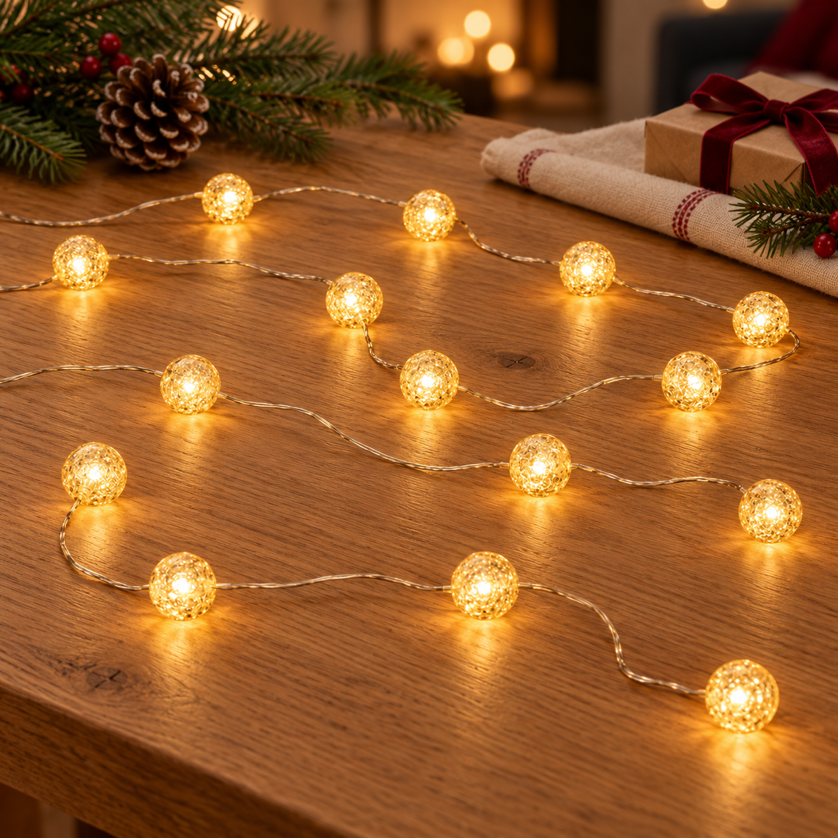 Anna's Collection Verlicht Kerstfiguur Bal Cracking Warm Wit 20 Lampjes 2 m