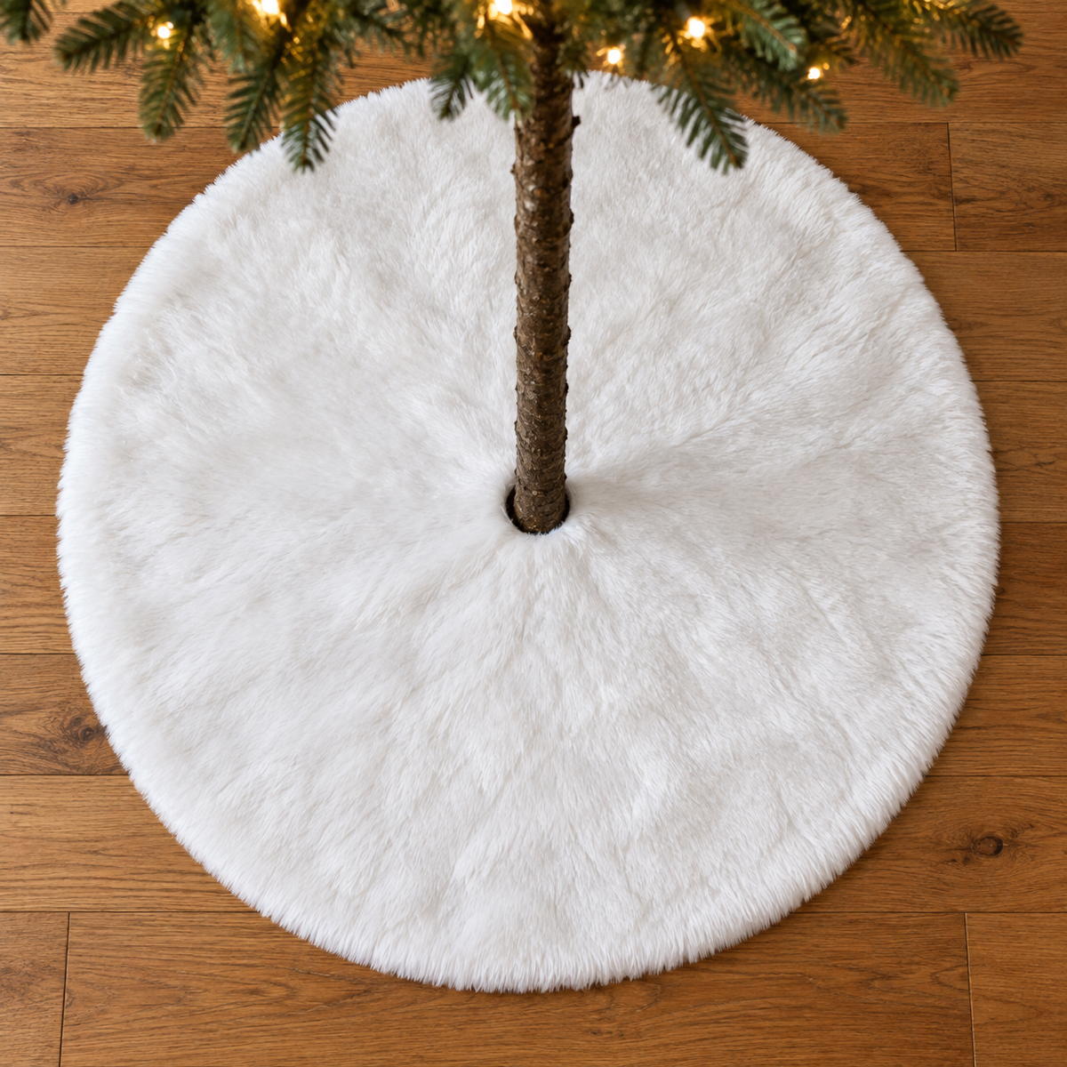 Anna's Collection Kerstboomrok Boomkleed Imitatiebont Wit 90 cm