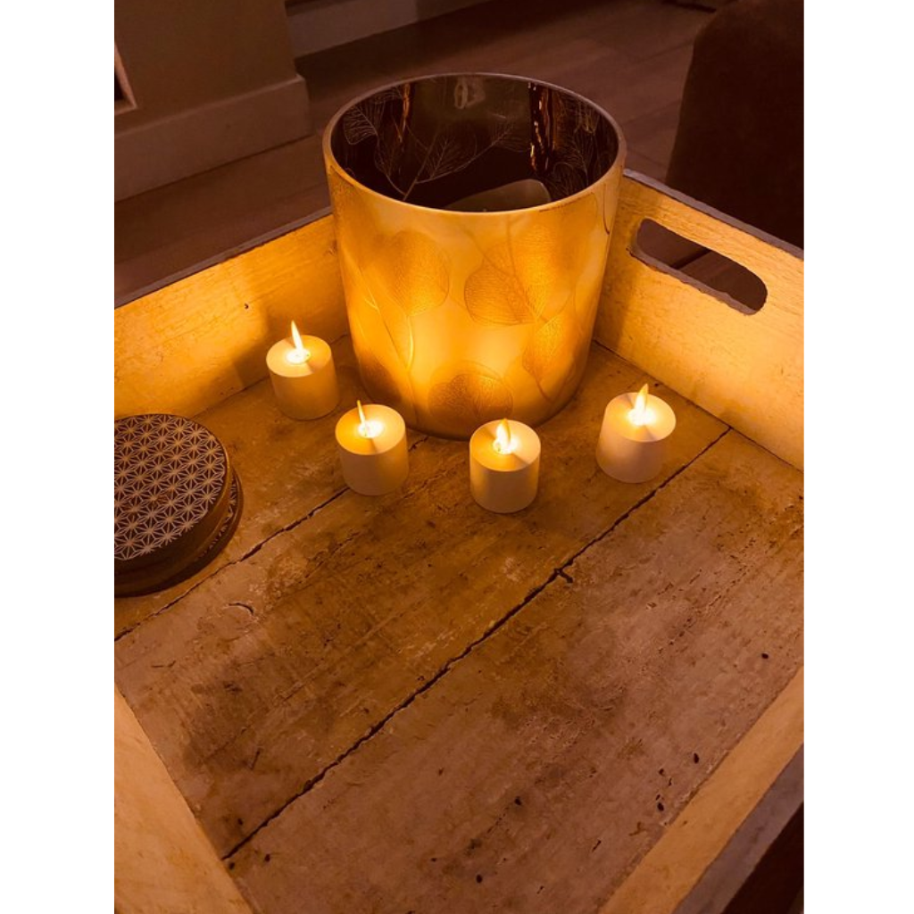 Theelicht LED wit oplaadbaar 4 stuks