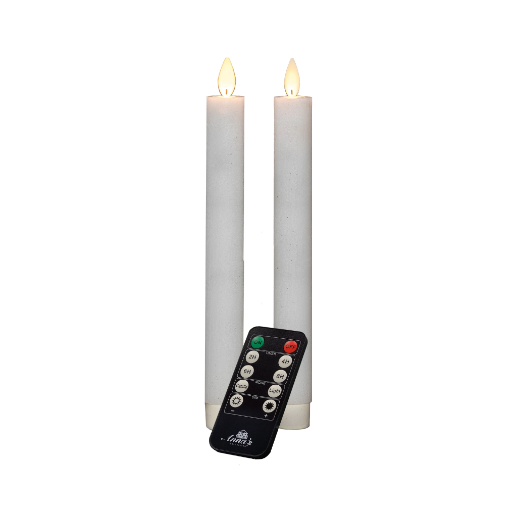 Dinerkaars LED Wit Rustiek Wax 23 cm (2 stuks) met afstandsbediening