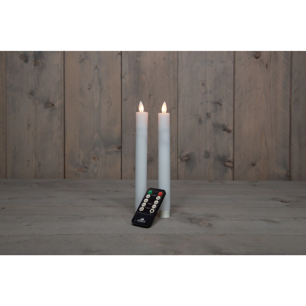 Dinerkaars LED Wit Rustiek Wax 23 cm (2 stuks) met afstandsbediening