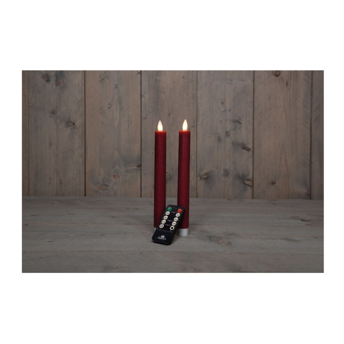 Dinerkaars LED Bordeaux Rustiek Wax 23 cm (2 stuks) met afstandsbediening