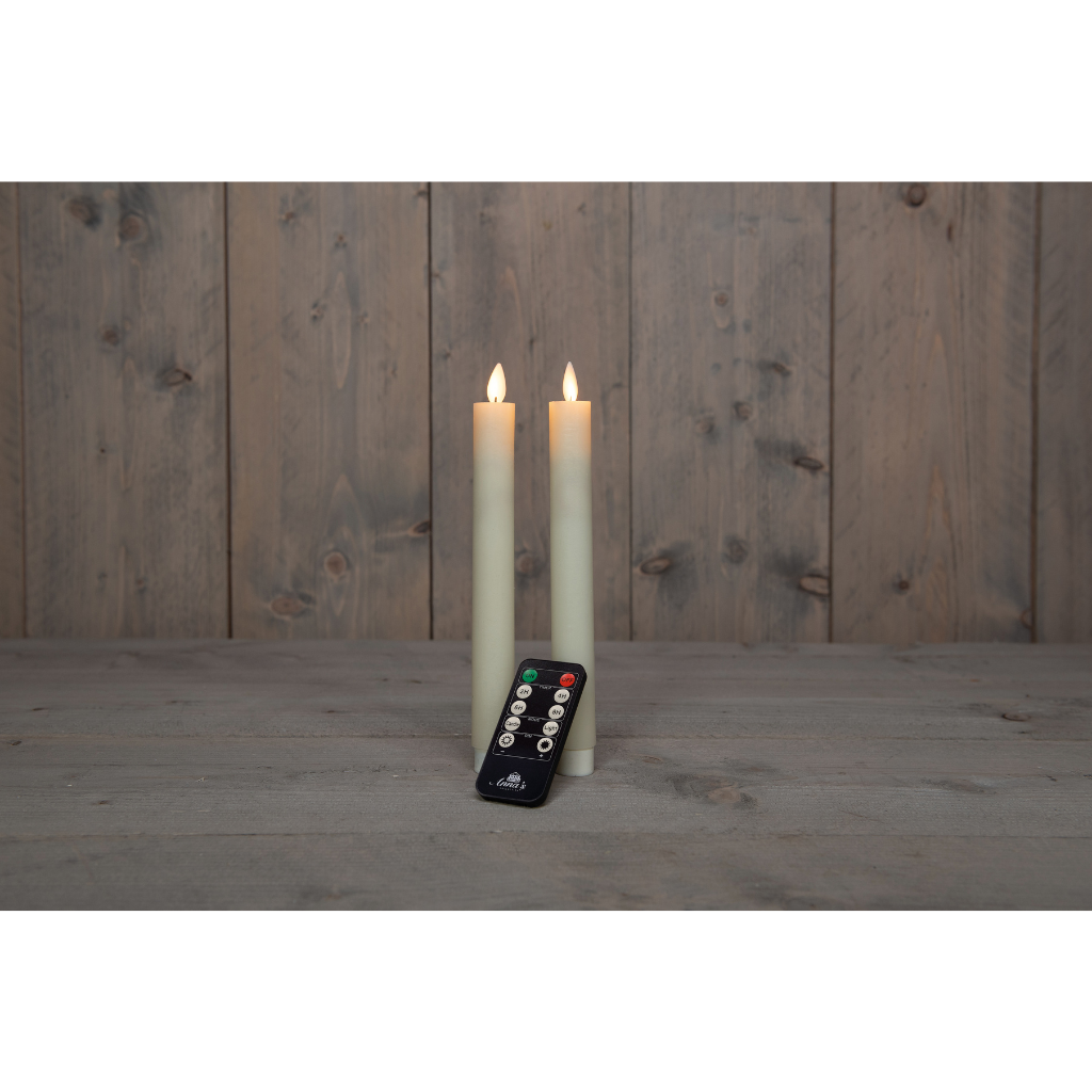 Dinerkaars LED Ivoor Rustiek Wax 23 cm (2 stuks) met afstandsbediening