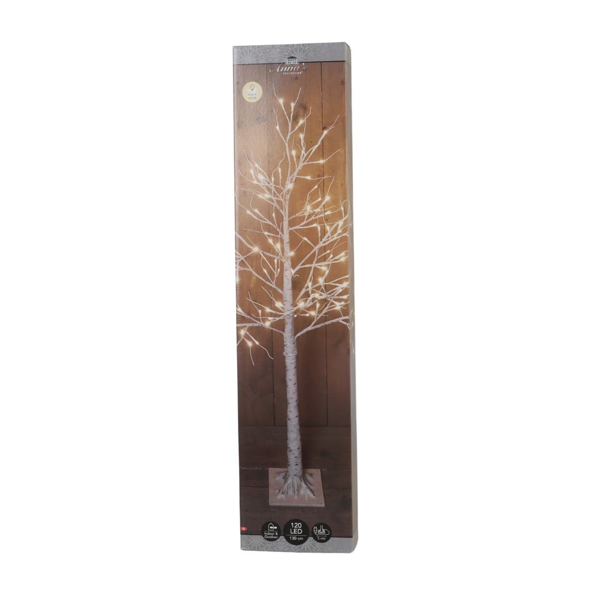 Anna's Collection Verlicht Kerstfiguur Berkenboom Warm Wit 120 Lampjes 130 cm