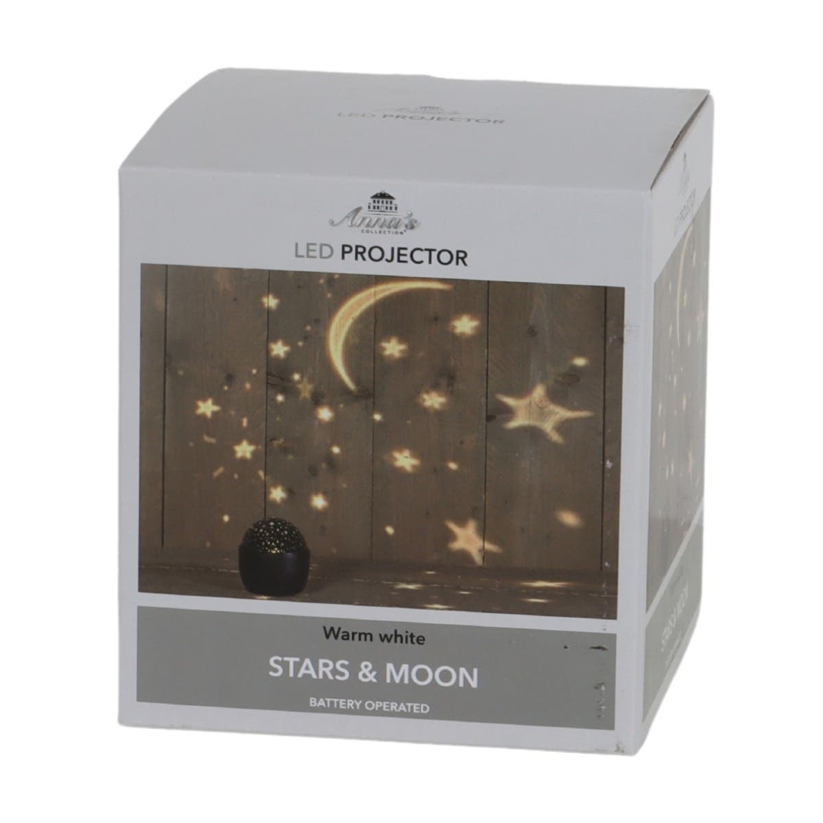 Anna's Collection Verlicht Kerstfiguur Projector Ster en Maan Warm Wit 12 x 13 cm
