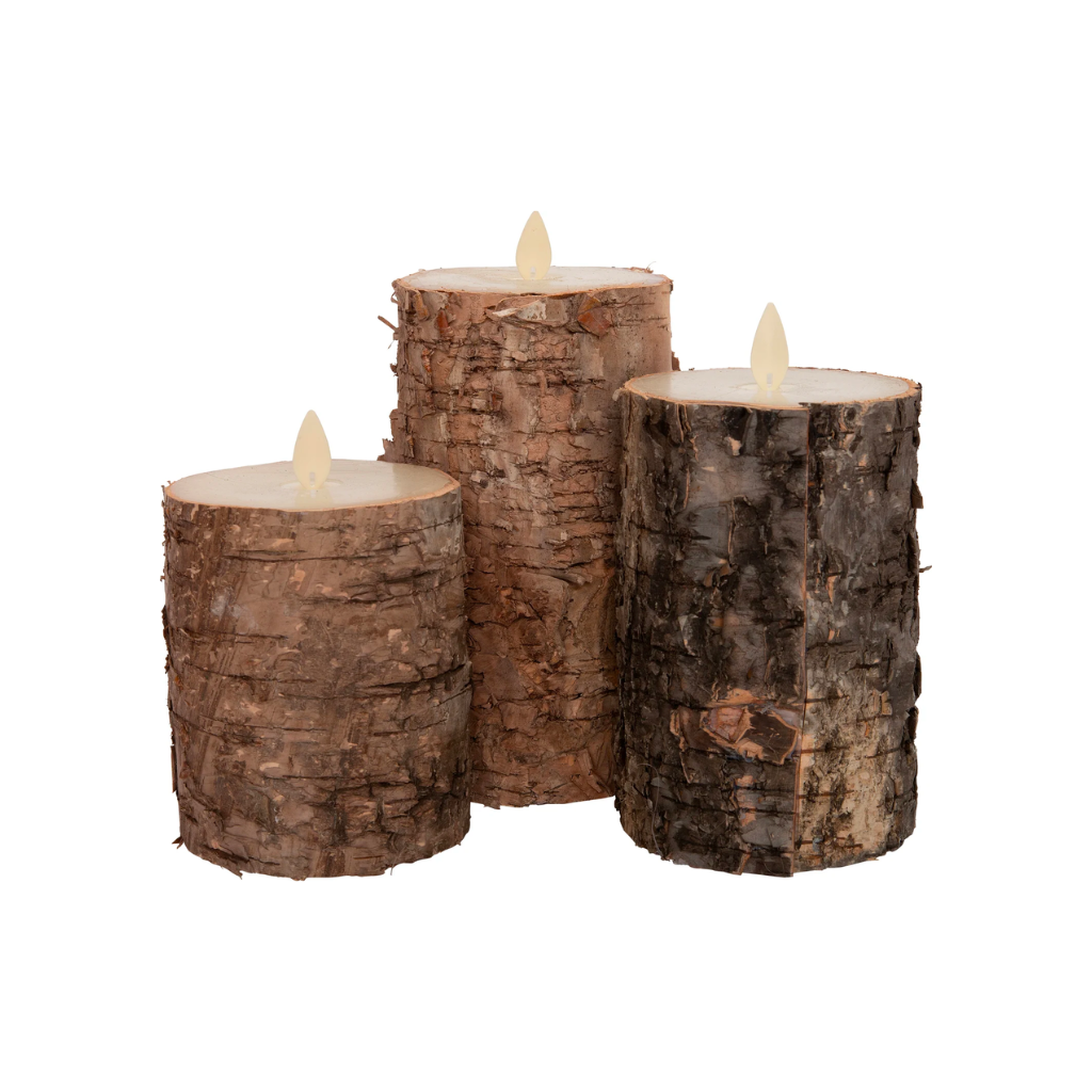 Stompkaars LED Kaars Berk (3 stuks) met afstandsbediening
