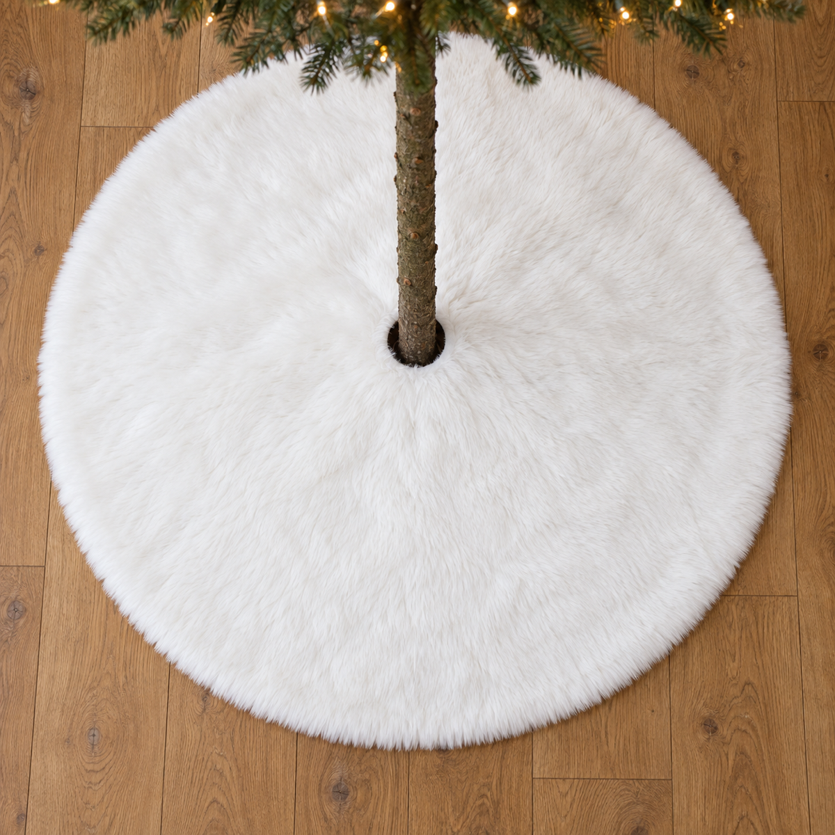 Anna's Collection Kerstboomkleed Imitatiebont Wit Ø120 cm