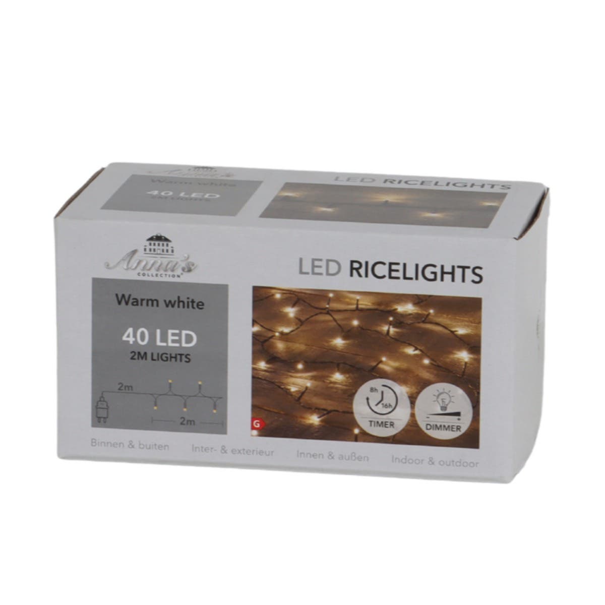 Anna's Collection Micro LED-verlichting Ricelight Warm Wit 40 Lampjes 2 m