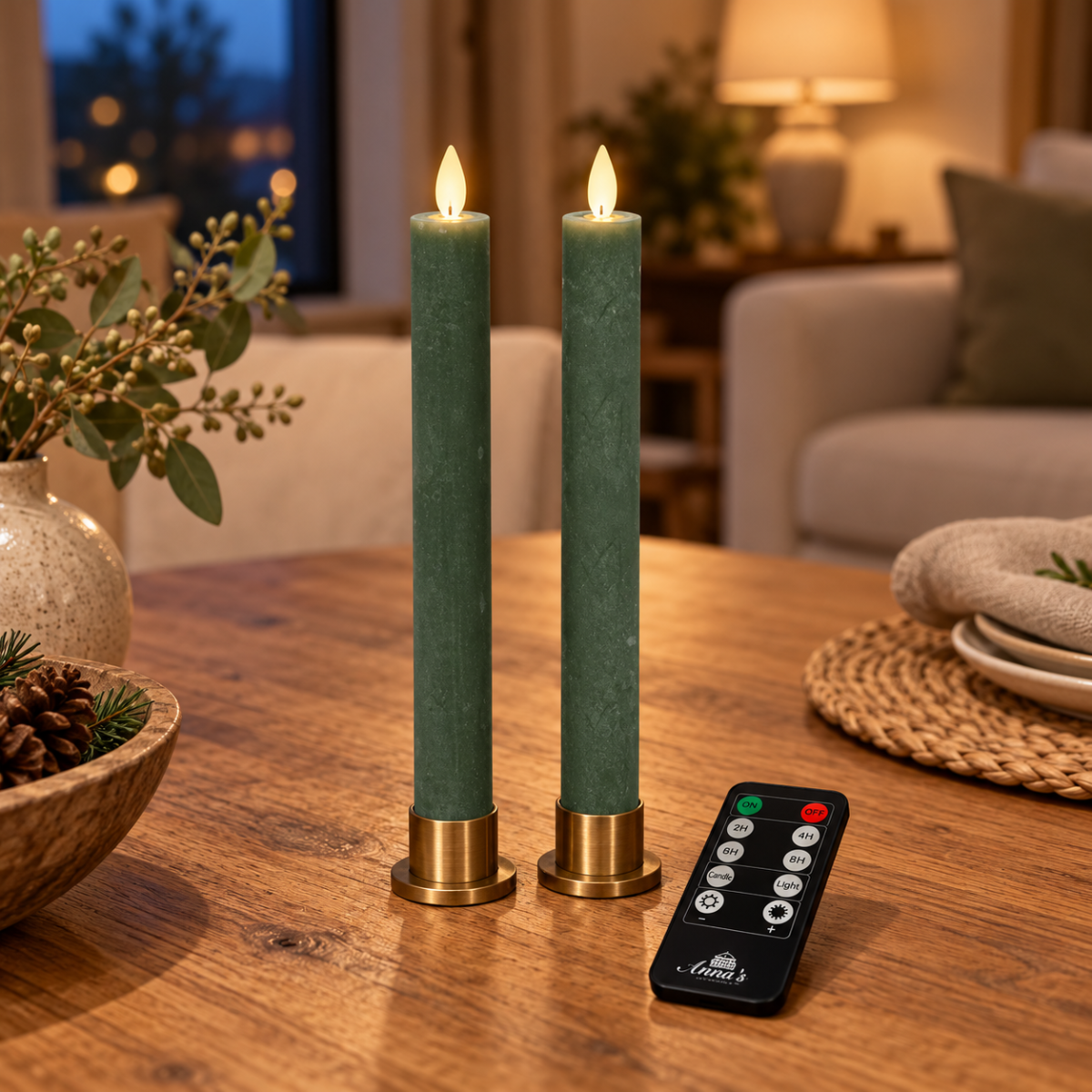 Anna's Collection LED-Dinerkaars Jade Groen 2 stuks 23 x 2.5 cm