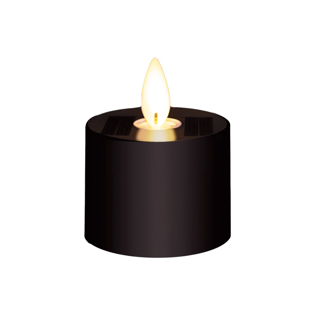 Anna's Collection Theelicht solar met bewegende vlam zwart 5 x 6 cm