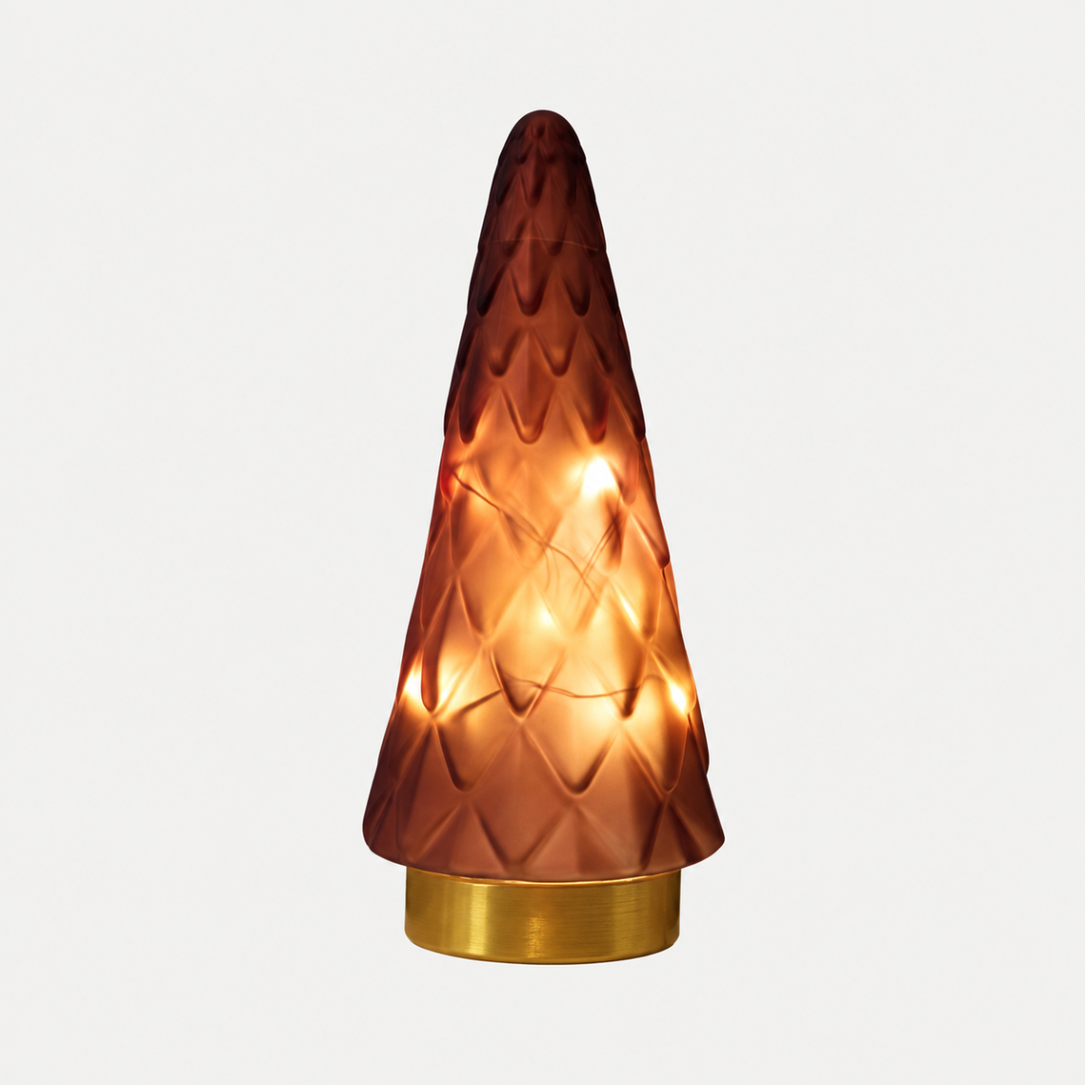Anna's Collection Verlicht Kerstfiguur Kerstboompje Glas Bordeaux Mat Warm Wit 10 Lampjes 24.5 x 10 cm