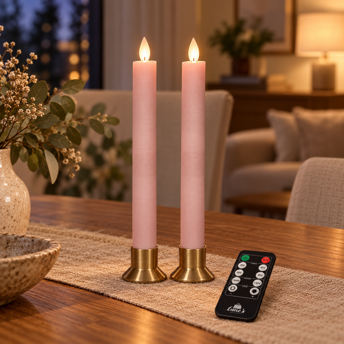 Anna's Collection LED-Dinerkaars Roze 2 stuks 23 cm