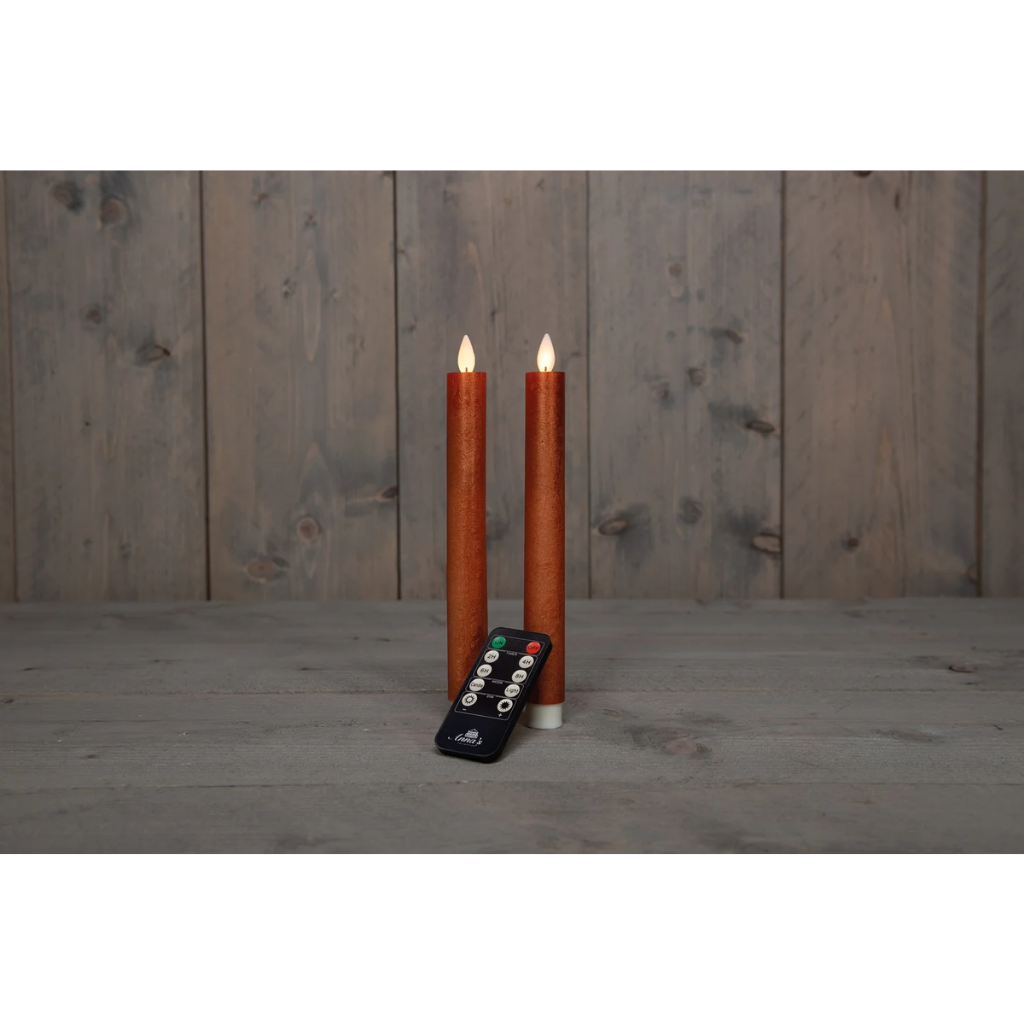 Dinerkaars Koper Rustiek Wax 23 cm (2 stuks) met afstandsbediening
