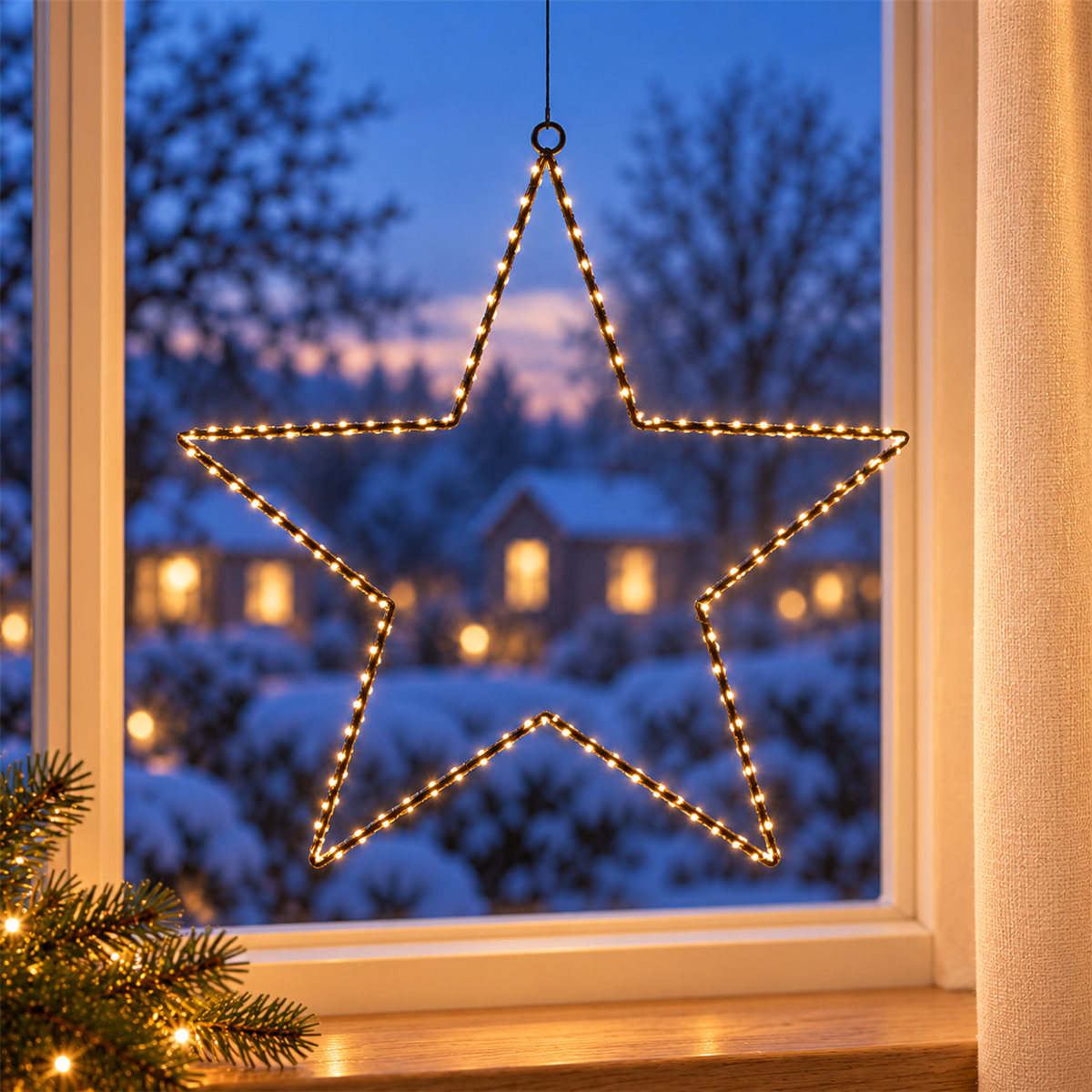Anna's Collection Verlicht Kerstfiguur Ster Zwart Klassiek Warm 200 Lampjes 37 x 37 x 2 cm