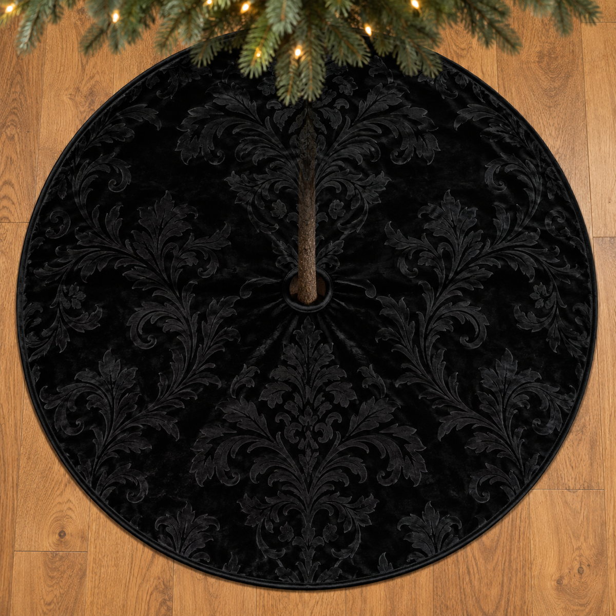 Anna's Collection Kerstboomkleed Barok Fluweel Zwart Ø120 cm