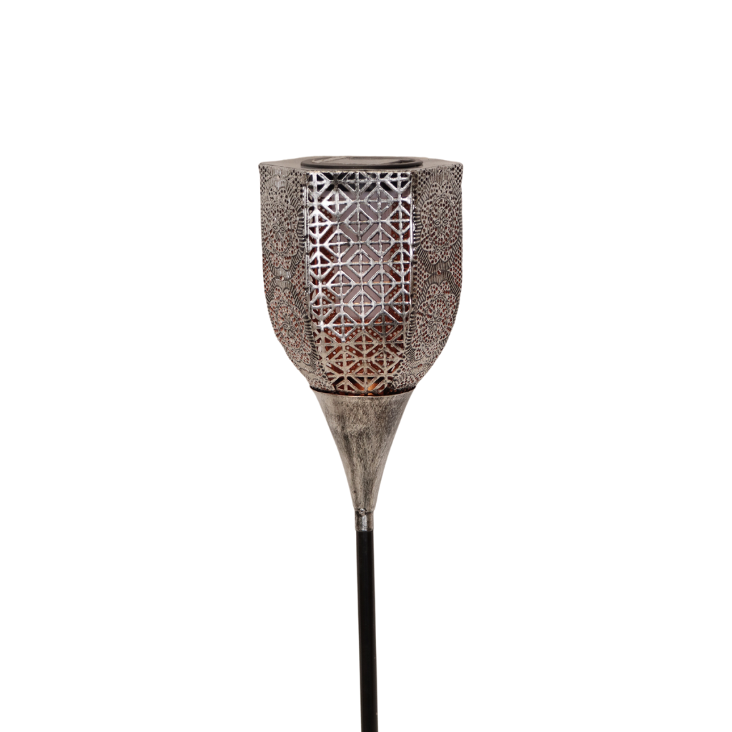 Anna's Collection Solar Fakkel Metaal Met Vlam Effect Grijs 14 x 125 x 85 cm