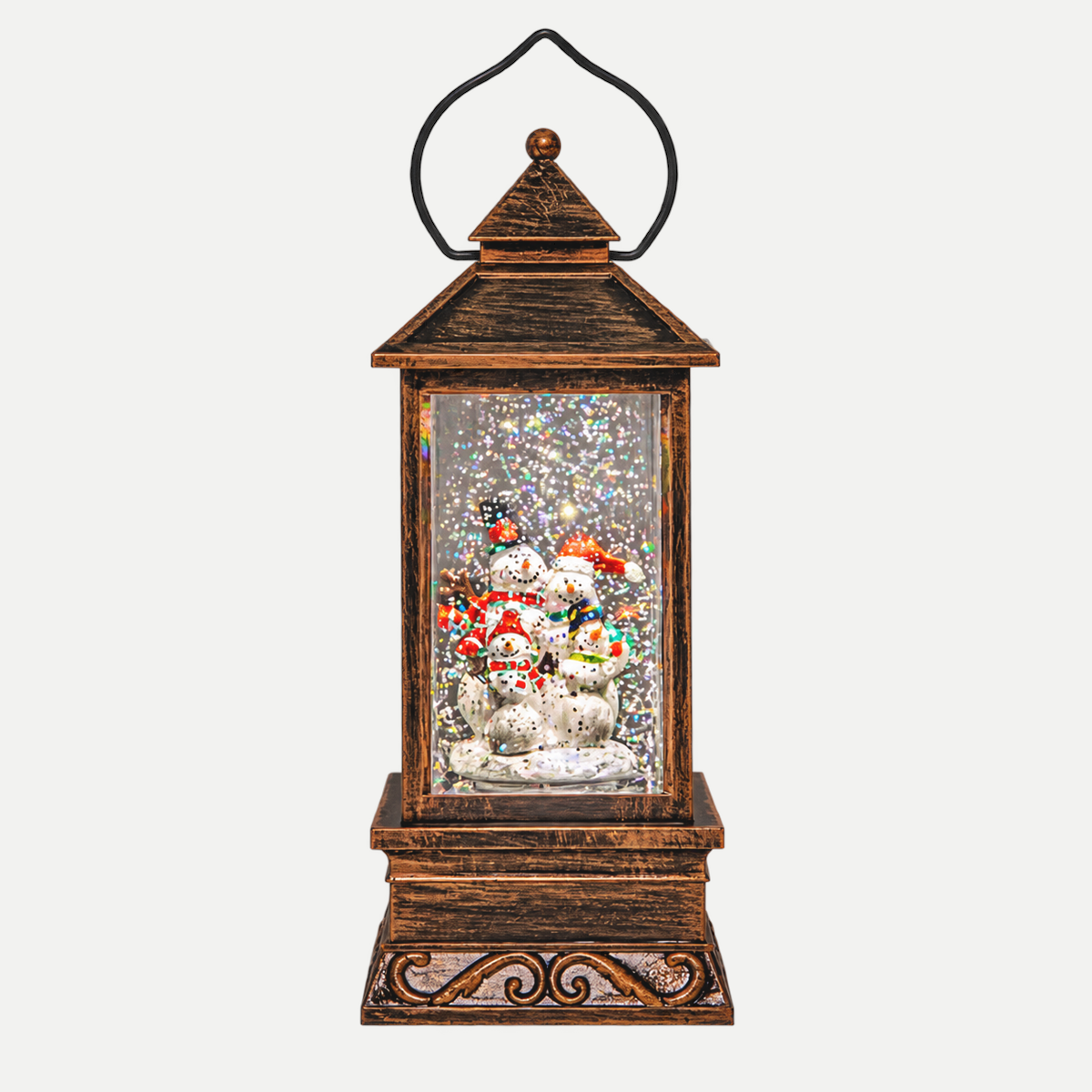 Anna's Collection Verlicht Kerstfiguur Kerstlamp Sneeuwpop Koper 9.5 x 21.5 cm