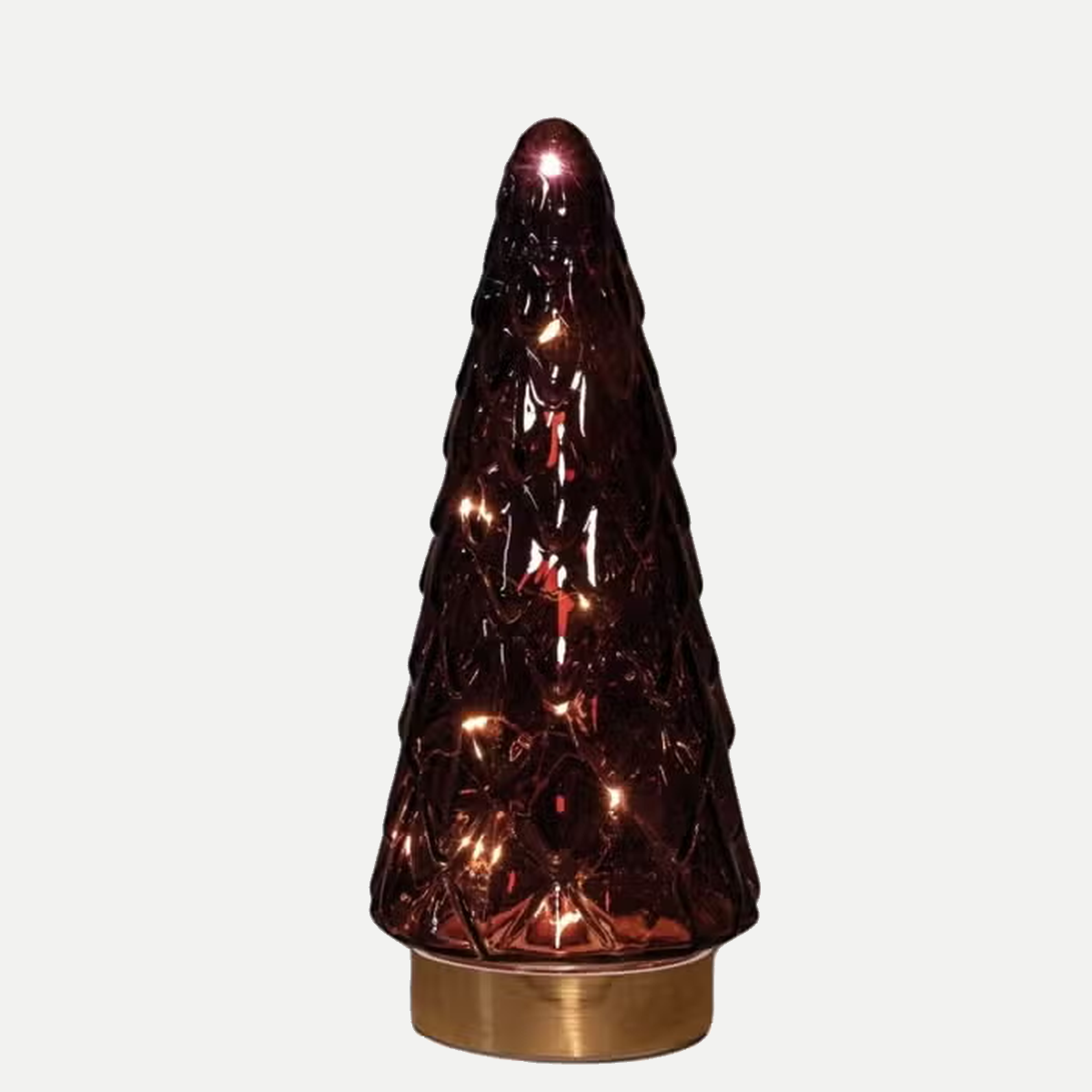 Anna's Collection Verlicht Kerstfiguur Kerstboompje Glas Bordeaux Warm Wit 10 Lampjes 24.5 x 10 cm